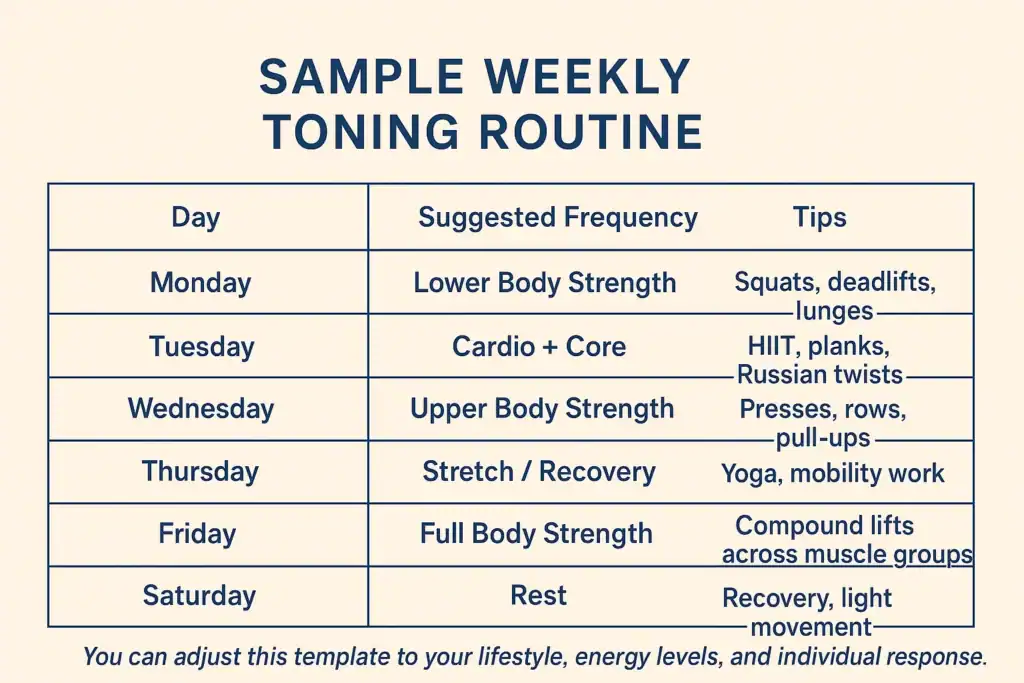 Achieving the Perfect Tone: How Often Should You Exercise for Results? 4 Weekly exercise Bexhill plan graphic