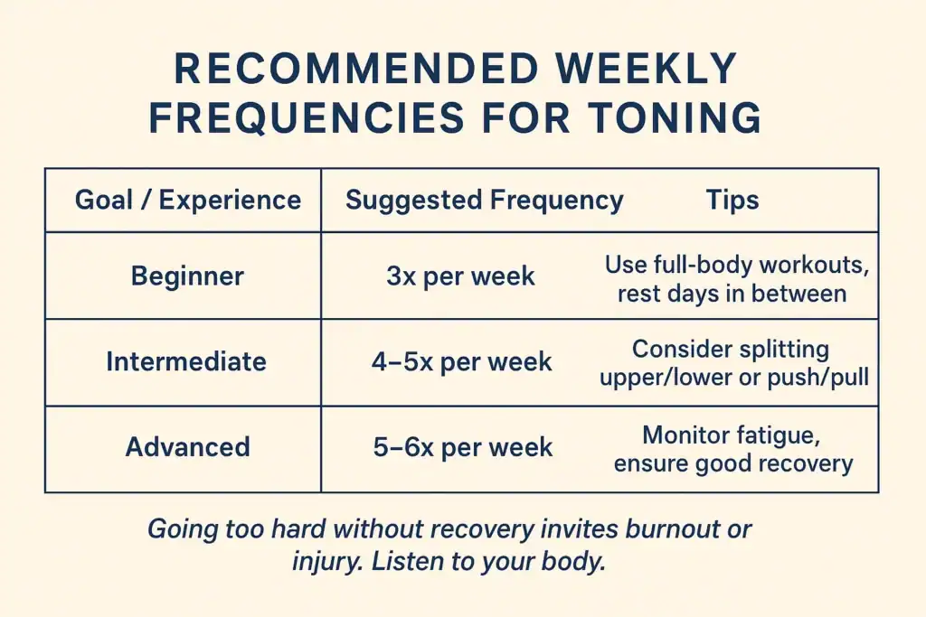 Achieving the Perfect Tone: How Often Should You Exercise for Results? 2 Graphic to show how often you should do exercise to help with toning Bexhill